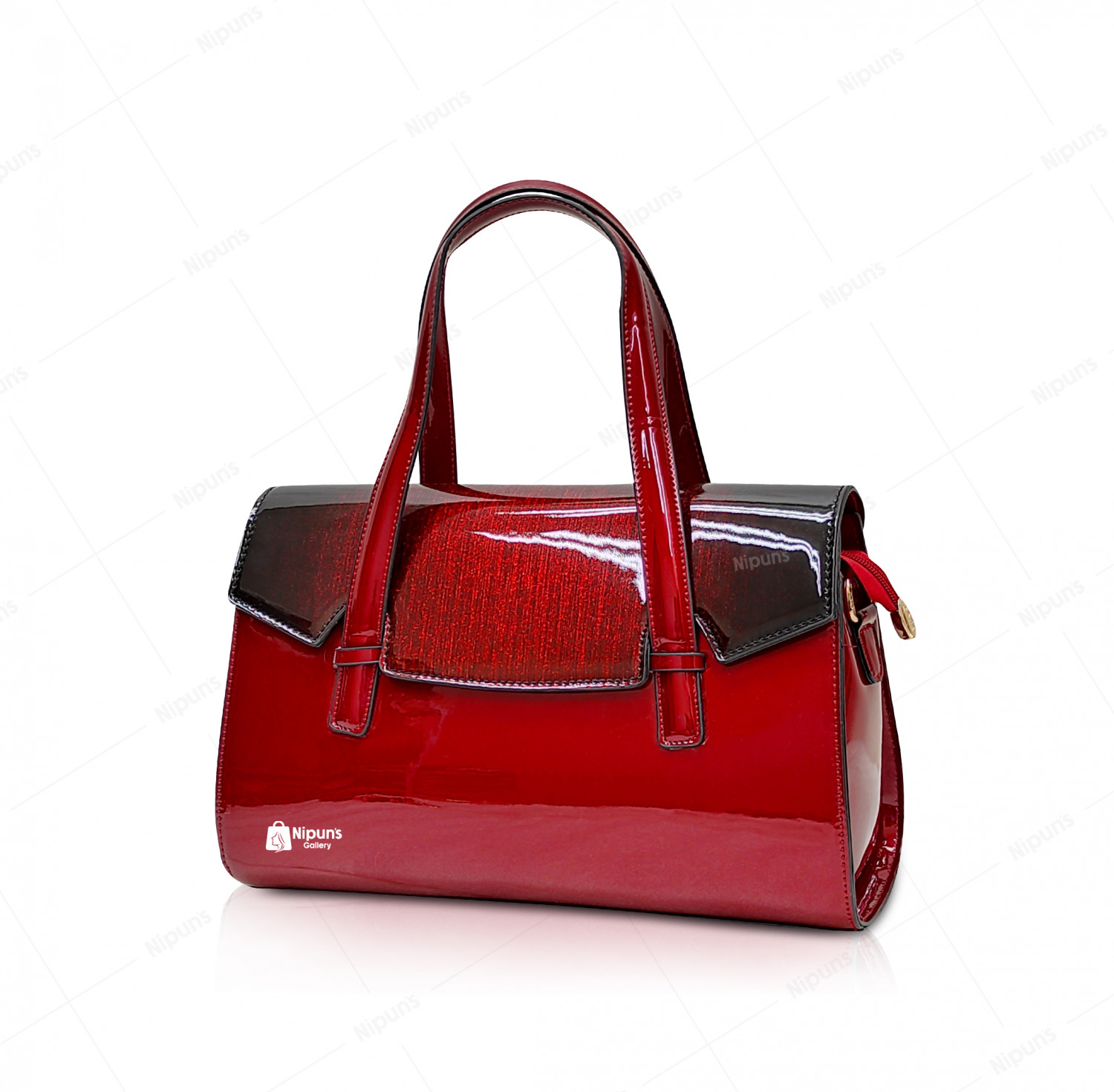 QDER RED with Black PATTENT LEATHER BAG